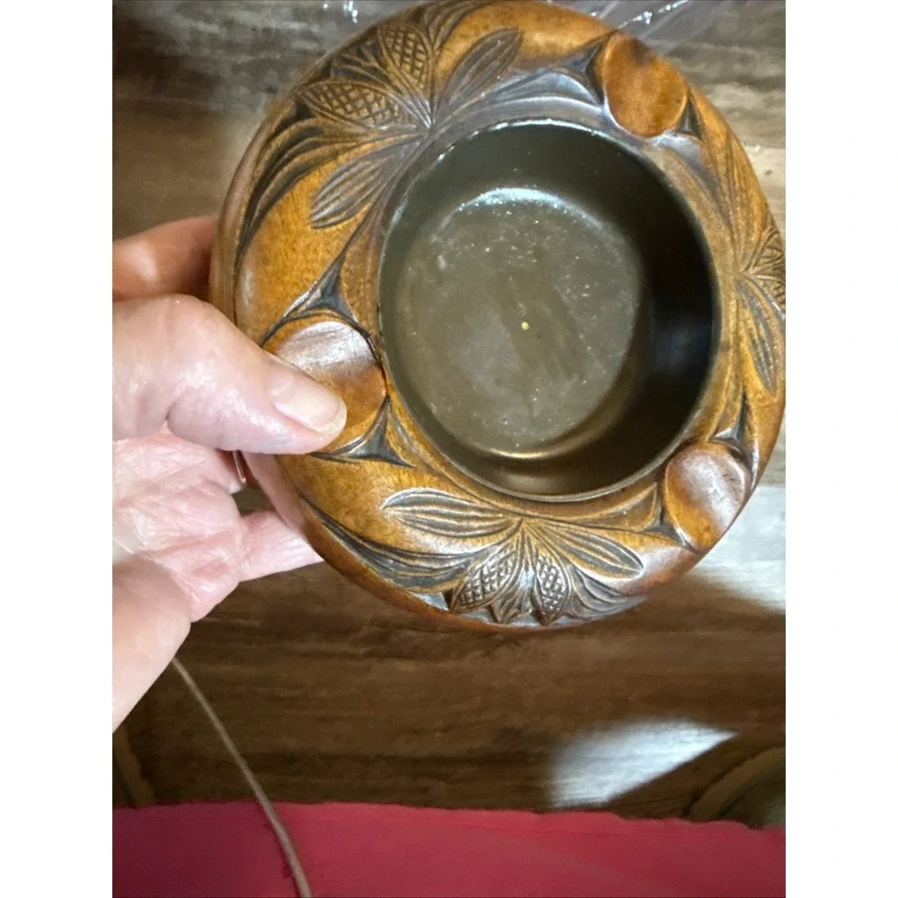 Vintage Wood & Steel Cigarette Ashtray Three Slot 5.5